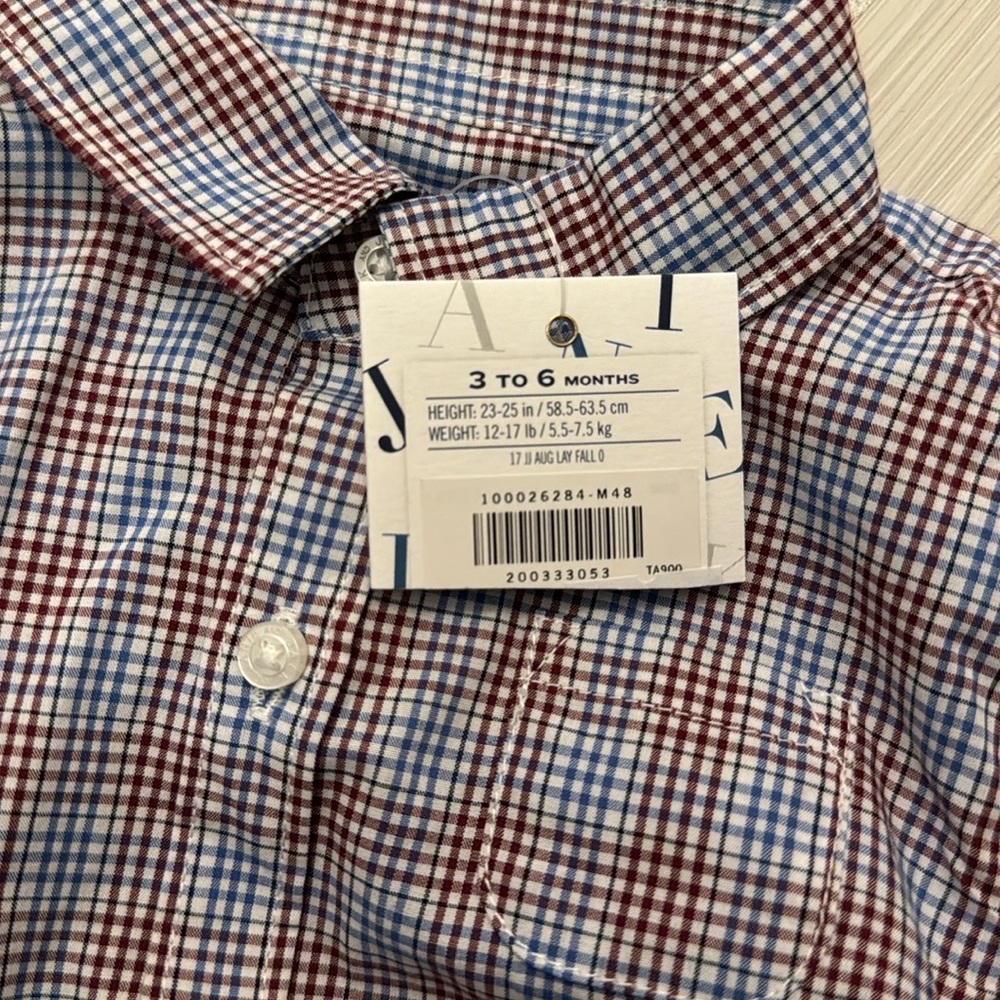 Janie and Jack plaid bodysuit with collar and buttons. Size 3-6 months. NWT. - Picture 3 of 3